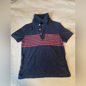 Vineyard Vines Kids Polo in Navy with Pink Stripes